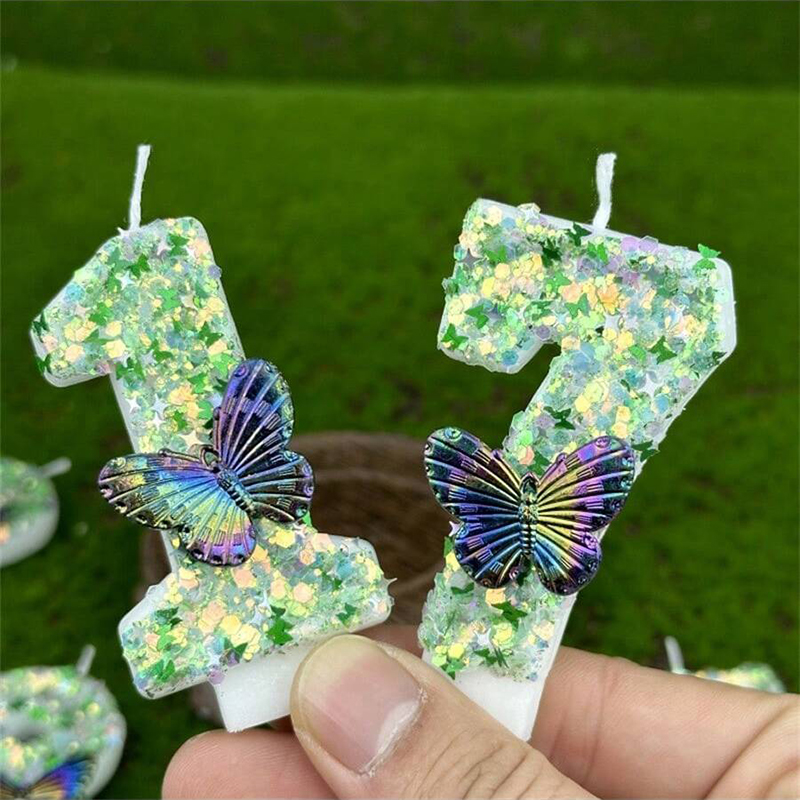 Candle Supplies Free Shipping - 1 шт., зеленые блестки, номер 0-9,